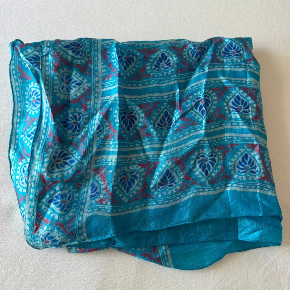Vtg Scarf Bandana Lot 3 Pcs Mixed Prints Pure Cotton Silk Handkerchief Bundle